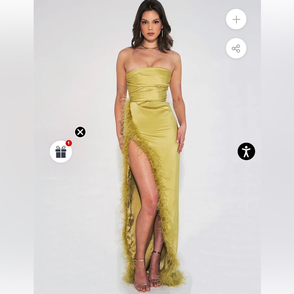 Gorgeous Feather High Slit Gown